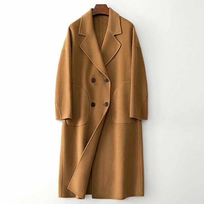 Hot selling double-sided woolen coat (S/M size) (Camel) (contact customer service after placing the order to confirm the delivery size)