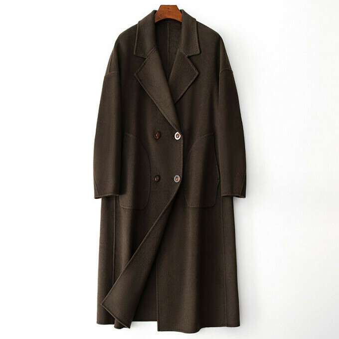 Hot selling double-sided woolen coat (size S-L) (brown) (contact customer service after placing the order to confirm the delivery size)