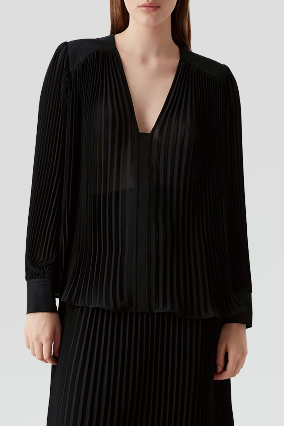 Aje｜CATHEDRA V領褶皺透膚襯衫