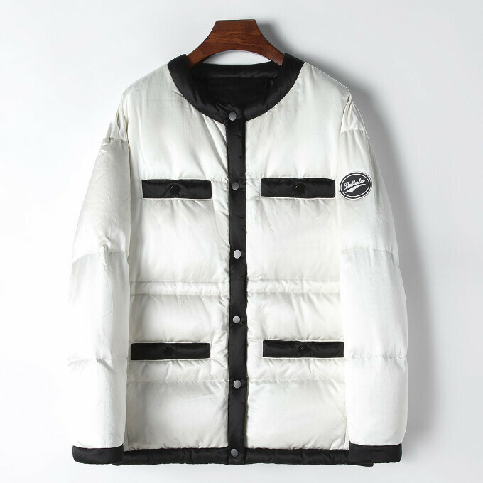 熱賣中長款撞色桑蠶絲鵝絨服(M碼)(白色)