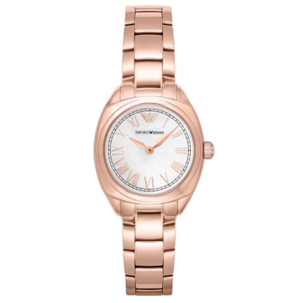 【Armani 亞曼尼】AR11038 氣質 玫瑰金 羅馬時標 不鏽鋼 石英 女錶