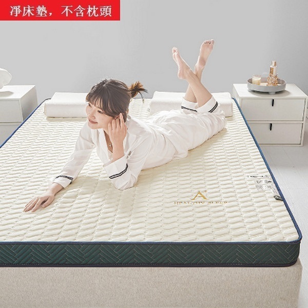 新款刺繡款乳膠床墊記憶海綿榻榻米墊子(不含枕頭)【白色】【180*200cm 6厘米】