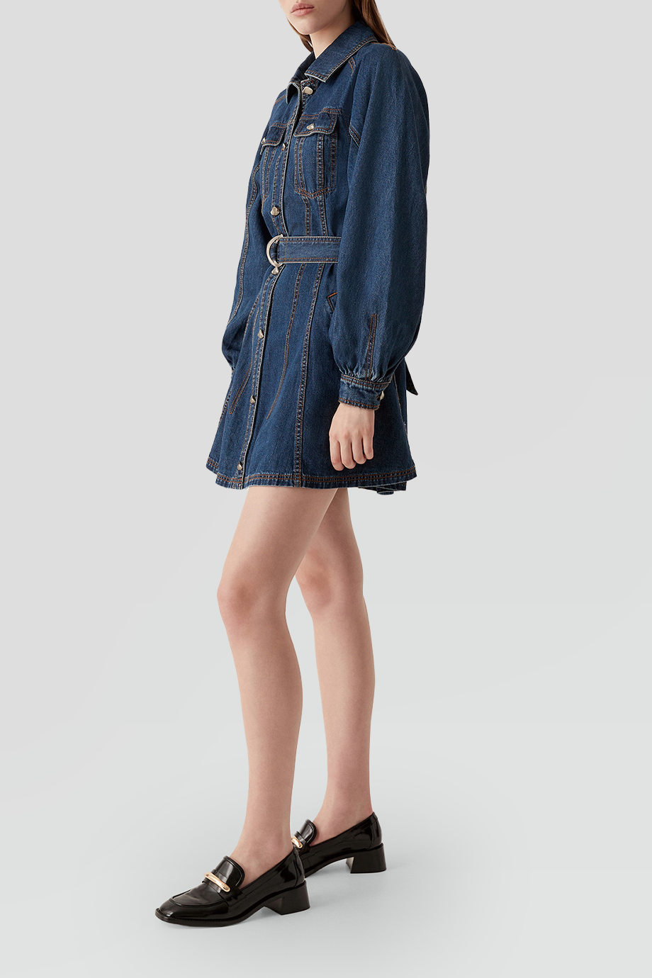 Aje｜COLORADO 襯衫式腰帶牛仔短洋裝