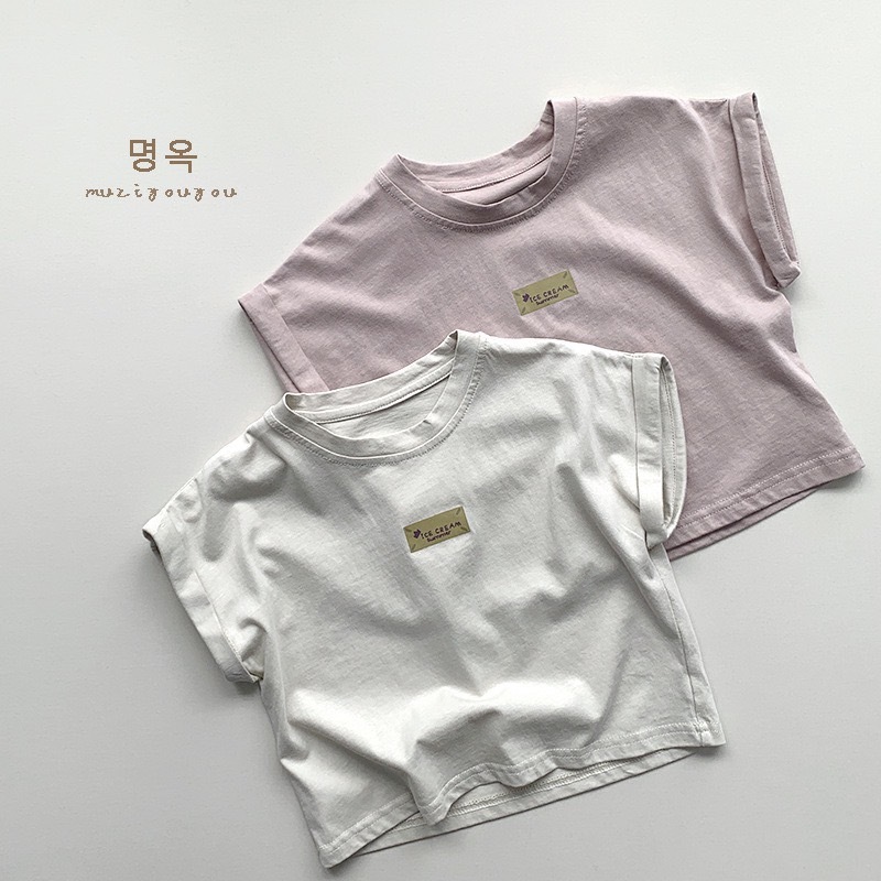 小布標反折袖口上衣