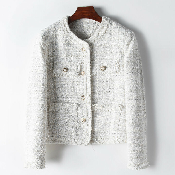熱賣混紡短外套(M-XL碼)(黃白紋格)(下單後聯絡客服確認發貨尺碼)