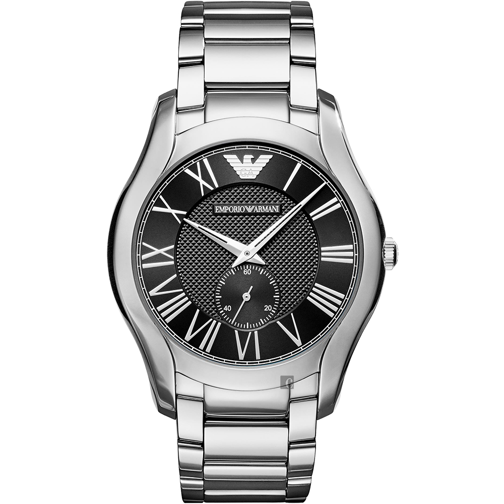 【Armani 亞曼尼】AR11086 紳士 商務 羅馬時標 質感紋路錶盤 獨立小秒針 不鏽鋼 石英 手錶