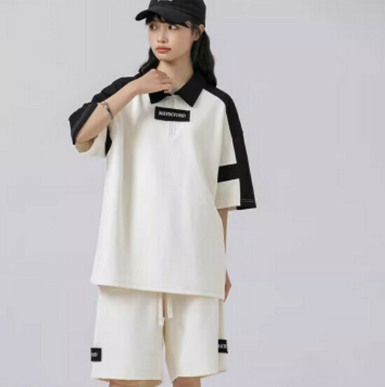 Hot selling two-piece set of Polo collar short-sleeved shorts [Apricot] [S-XXXL] (please contact customer service to confirm the delivery size after placing the order)
