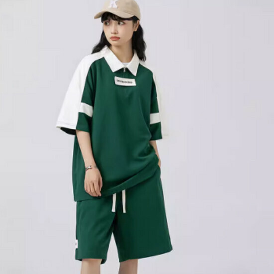 Hot Selling Polo Collar Short Sleeve Shorts Two-piece Set [Dark Green] [S-XXXL] (Please contact customer service to confirm the delivery size after placing the order)