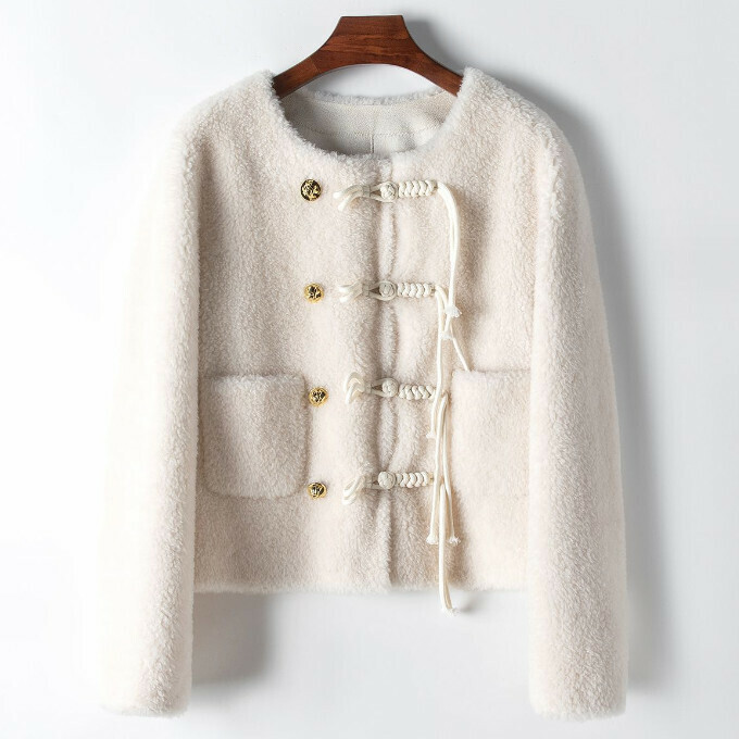 Hot Selling Granular Wool Jacket (S-L Size) (Beige Pink) (Contact customer service after placing order to confirm delivery size)
