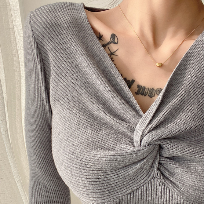 Hot selling chest cross knitted sweater (grey) (one size fits all)