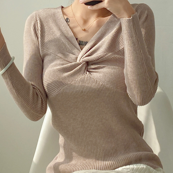 Hot selling chest cross knitted sweater (khaki) (one size fits all)