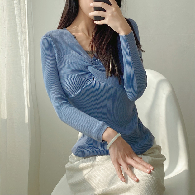 Hot Selling Chest Cross Knitted Sweater (Blue) (One Size)