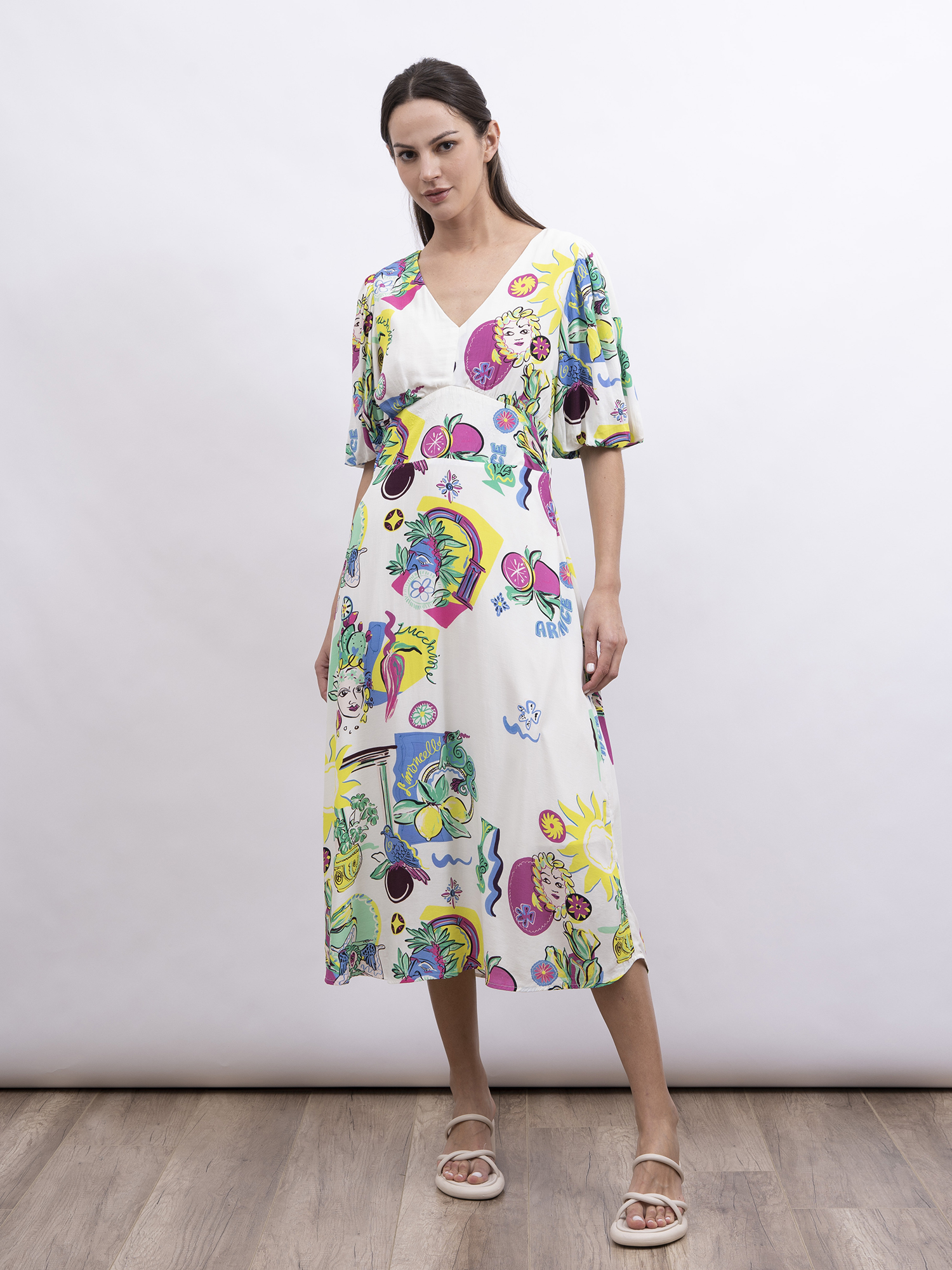 POM 印花恤衫連身裙