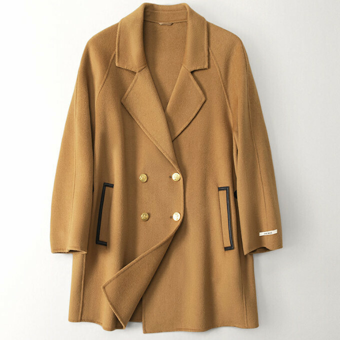 Hot selling double-sided woolen jacket (size M) (dark camel)