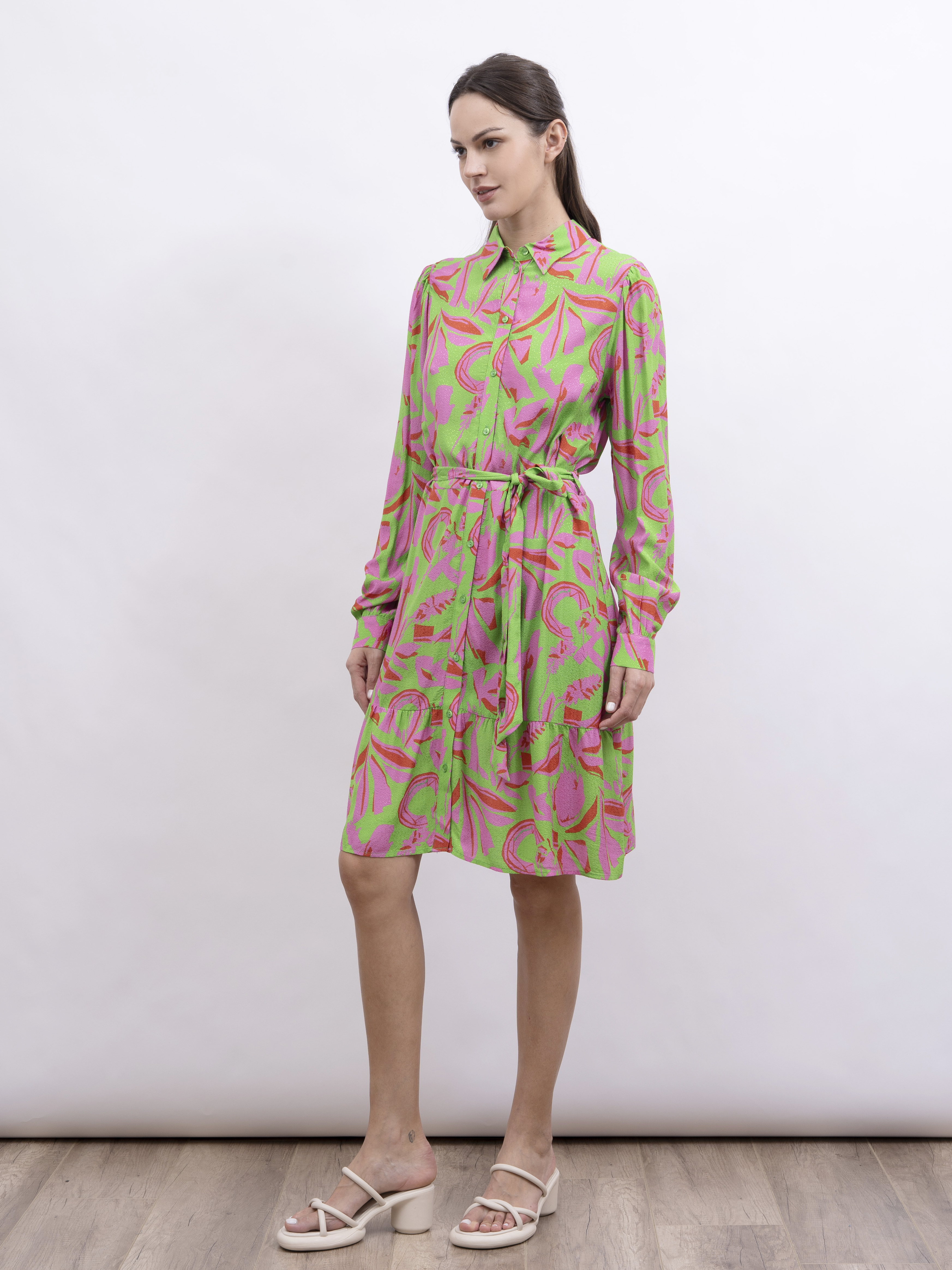 POM 印花恤衫連身裙