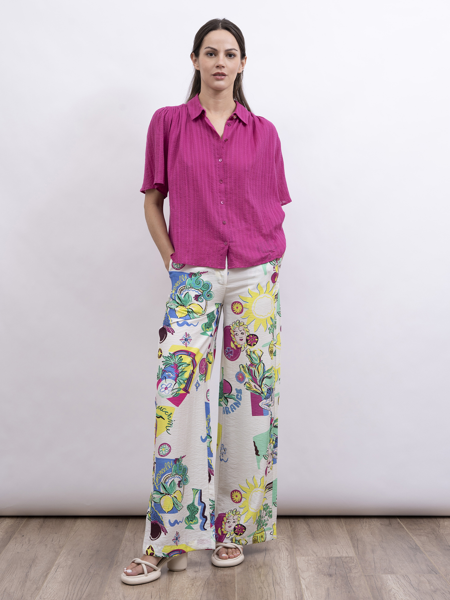 POM 暗條紋短袖上衣