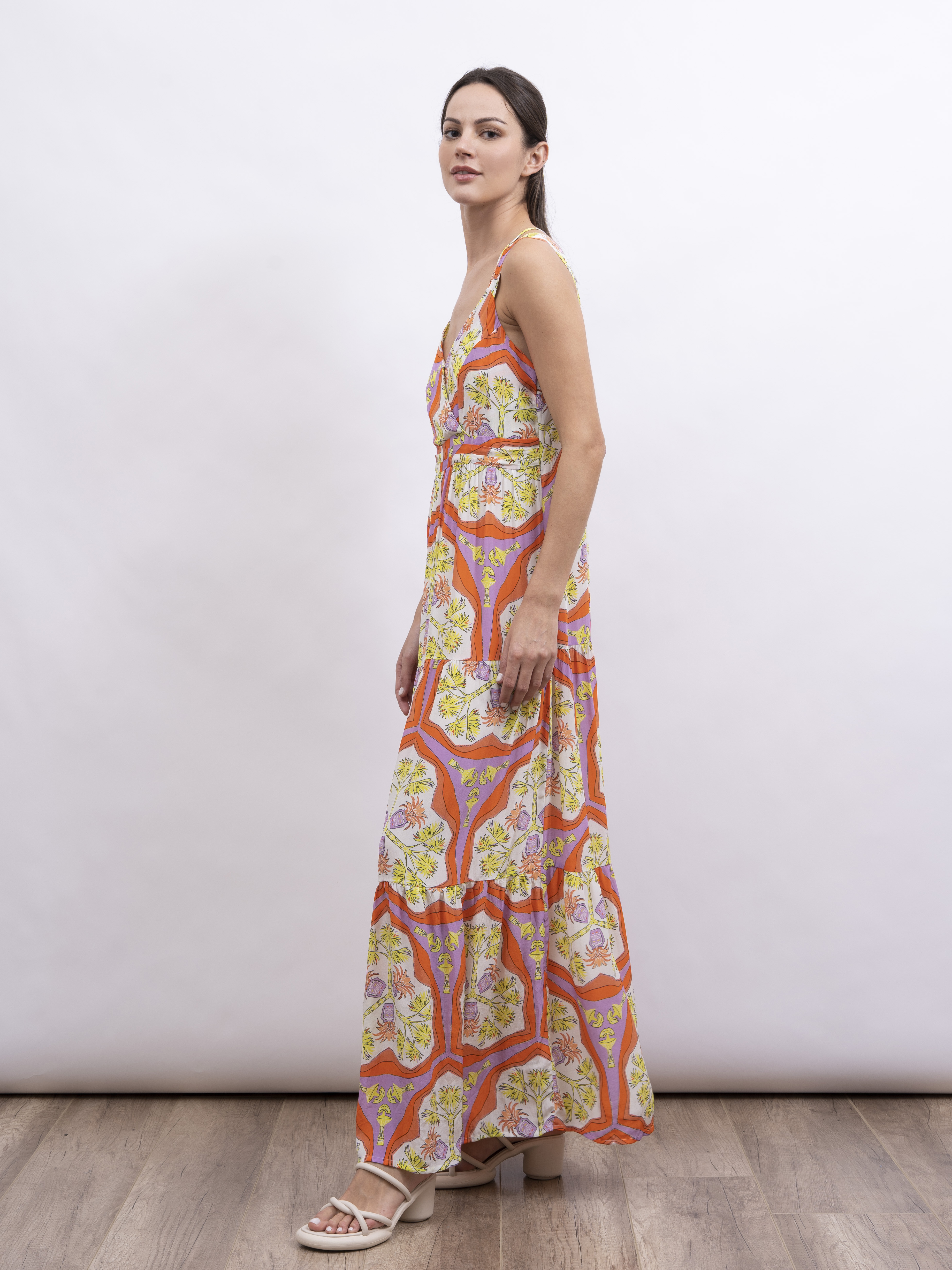 POM 印花背心連身長裙