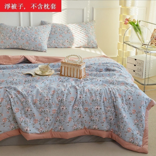 Hot selling summer air-conditioned quilt core soy fiber summer cooling quilt (pillowcase not included) [fennel flower-blue] [200X230CM]