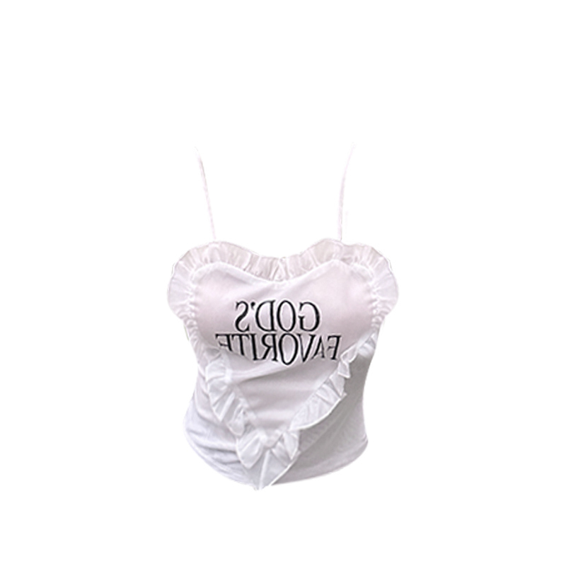 Hot selling lace love printed suspenders (white size S-L) (please contact customer service to confirm the delivery size after placing the order)