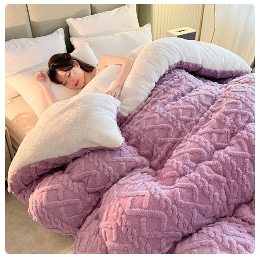 Popular warm quilt imitation wool comfort winter blanket thickened quilt core (5kg) purple 200x230cm