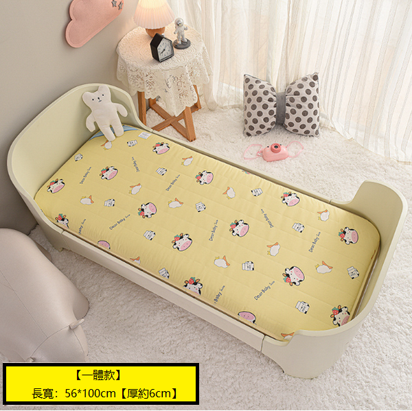 熱賣兒童加厚卡通床墊(草莓牛牛【一體款】)(56*100cm【厚約6cm/四季通用】)