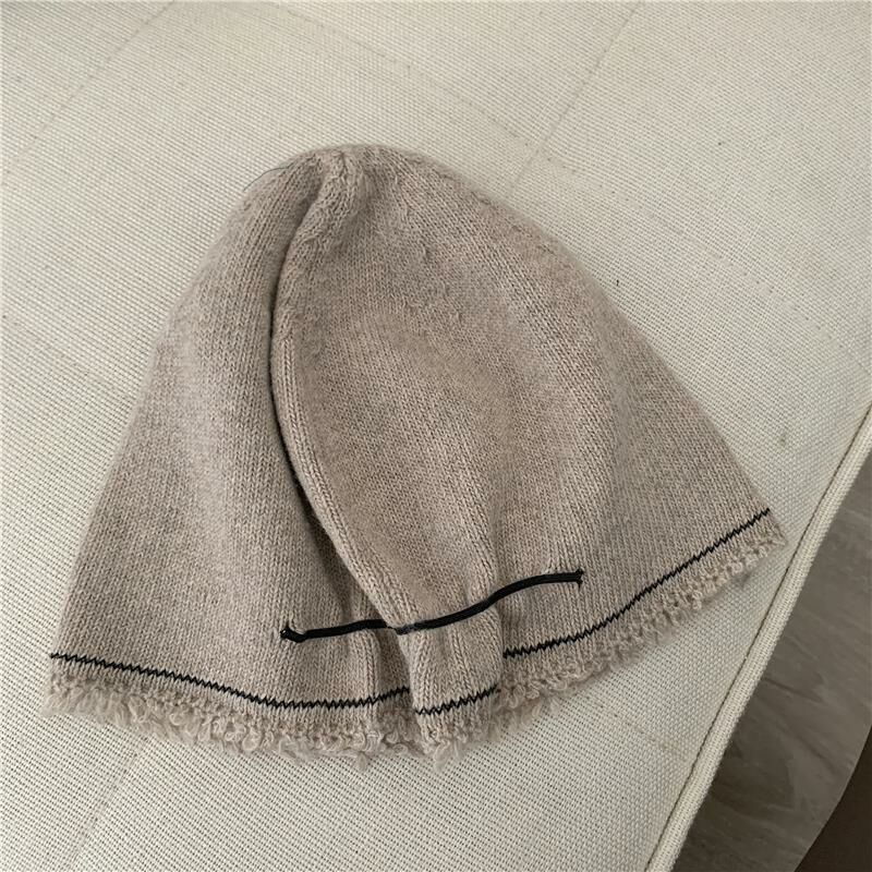 熱賣堆堆帽護耳包頭冷帽針織帽(均碼（54-60cm）卡其色)