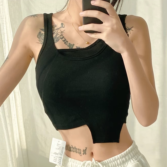 Hot selling irregular patchwork vest (black) (S/M size) (contact customer service after placing the order to confirm the delivery size)