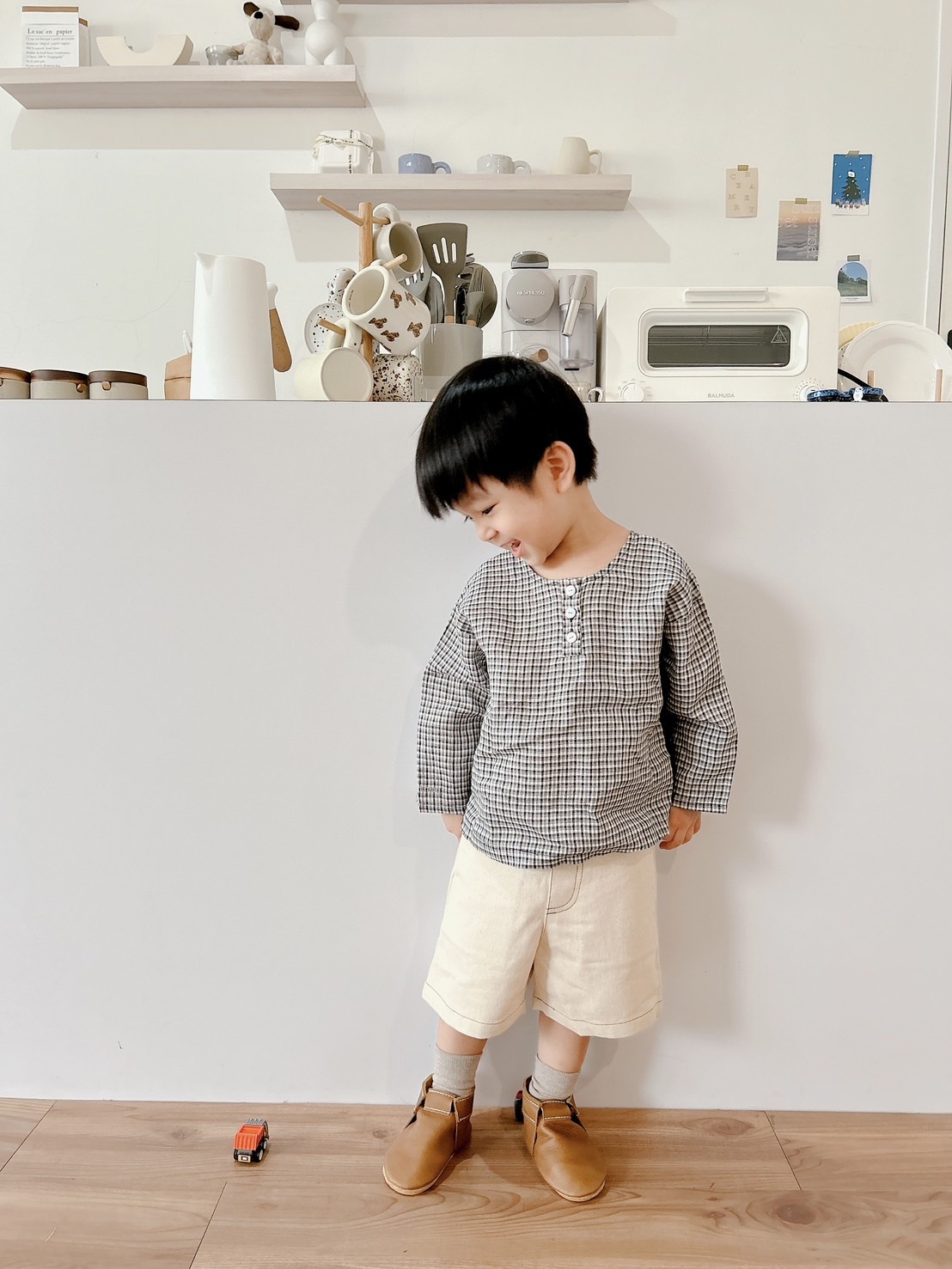 日本Petitmig 亞麻兩穿雙面上衣 - Navy