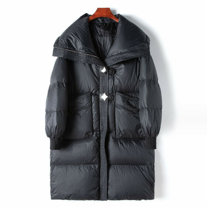 熱賣白鴨絨長款羽絨服(S/M碼)(黑色)(下單後聯絡客服確認發貨尺碼)