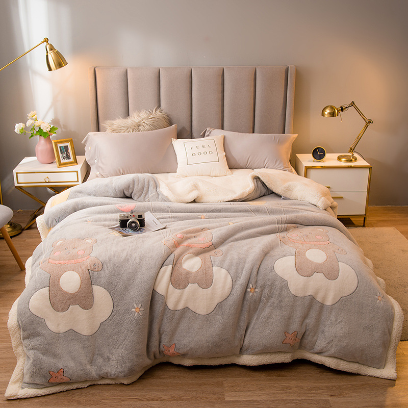 Popular thickened and warm imitation cashmere quilt, comfortable winter blanket, thickened quilt core (No-1 color) (2kg thin version) 200x230cm