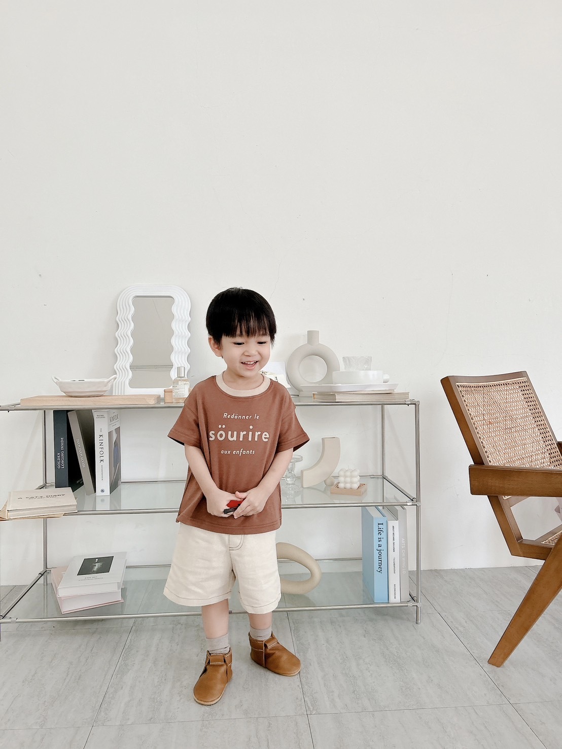 日本Petitmig 純棉微笑親膚上衣 - Brown