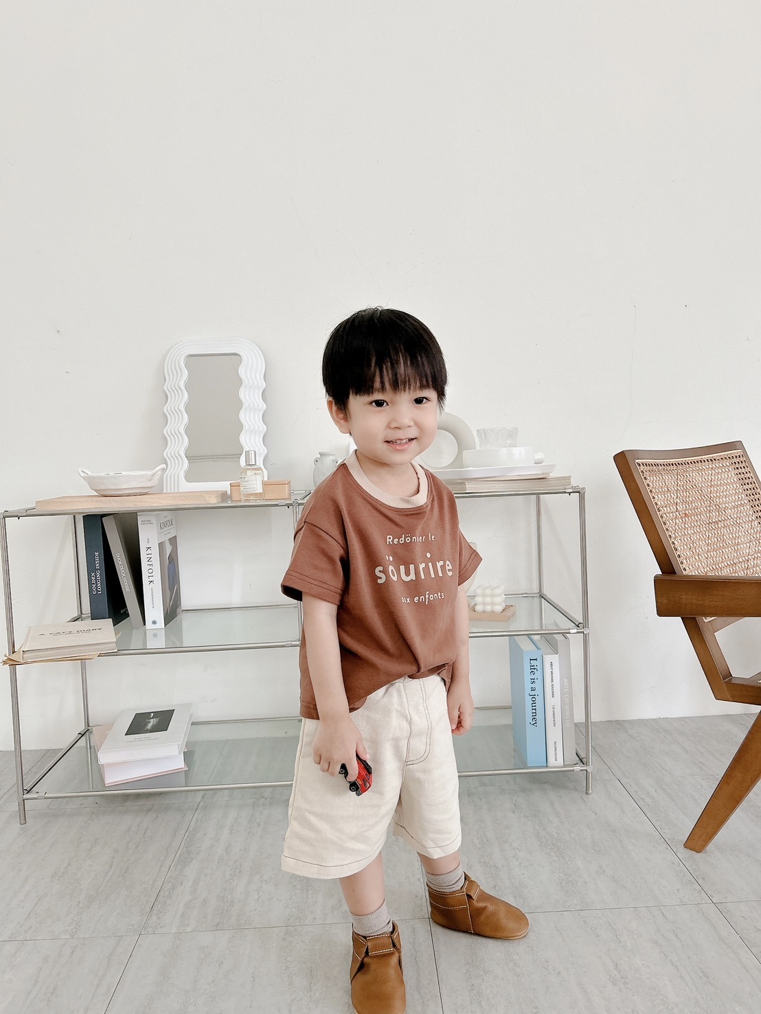 日本Petitmig 純棉微笑親膚上衣 - Brown