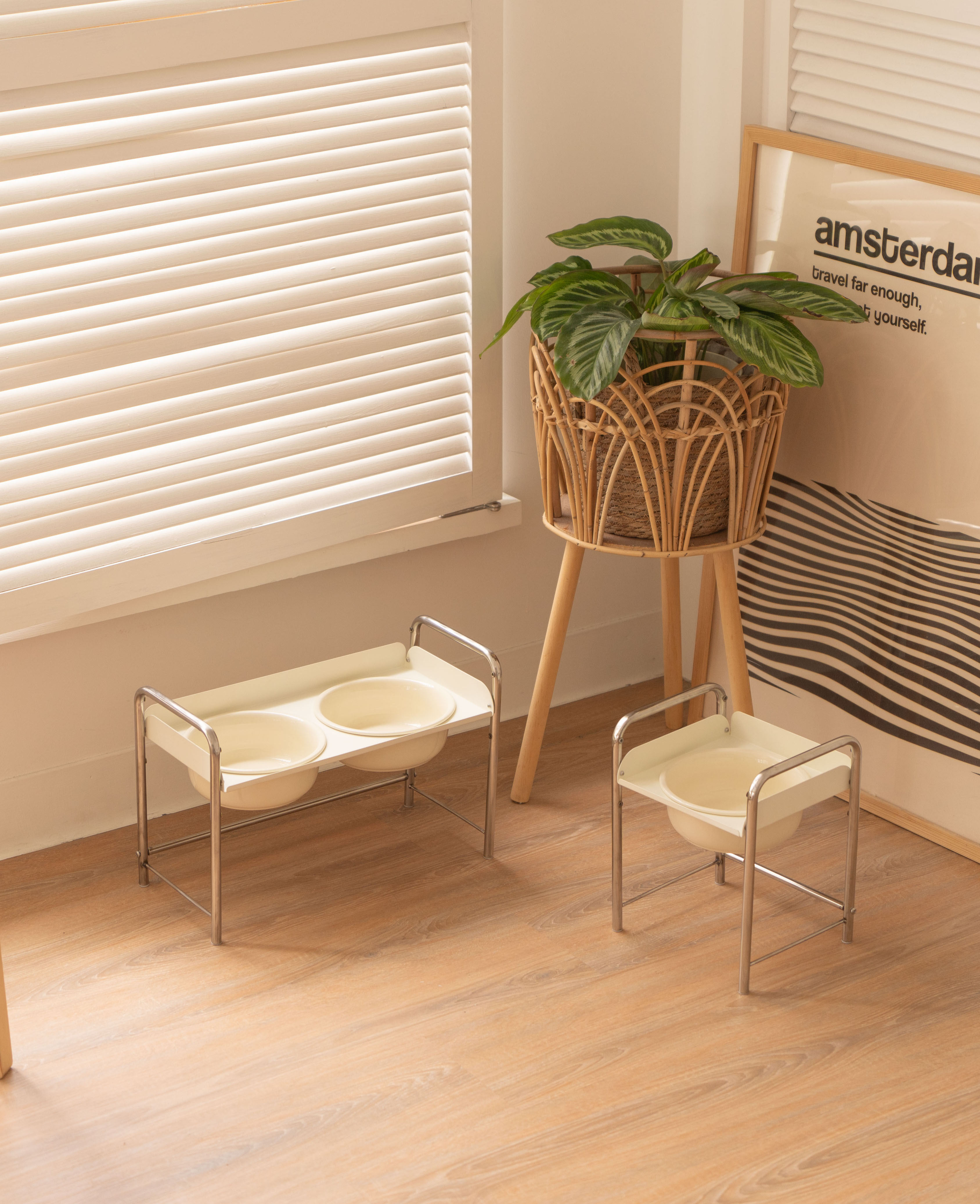 韓系不銹鋼可調節高度寵物碗