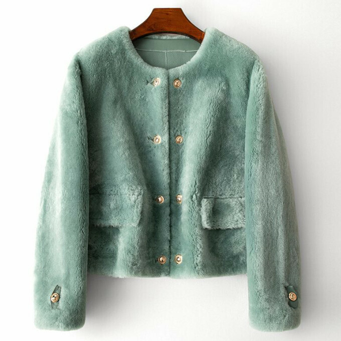 Hot selling short lamb fur coat (L size) (dark green)