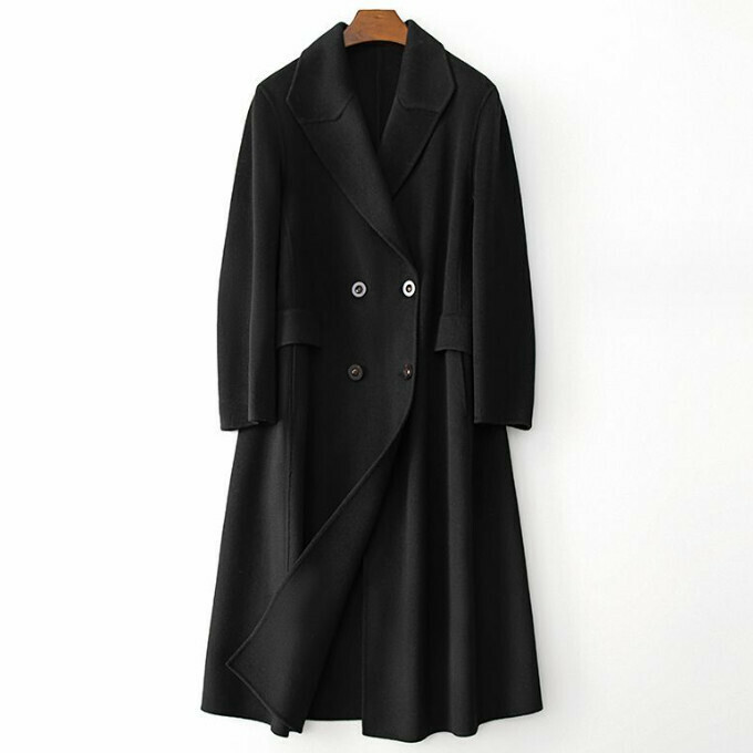 熱賣長款羊絨大衣(S-L碼)(黑色)(下單後聯絡客服確認發貨尺碼)