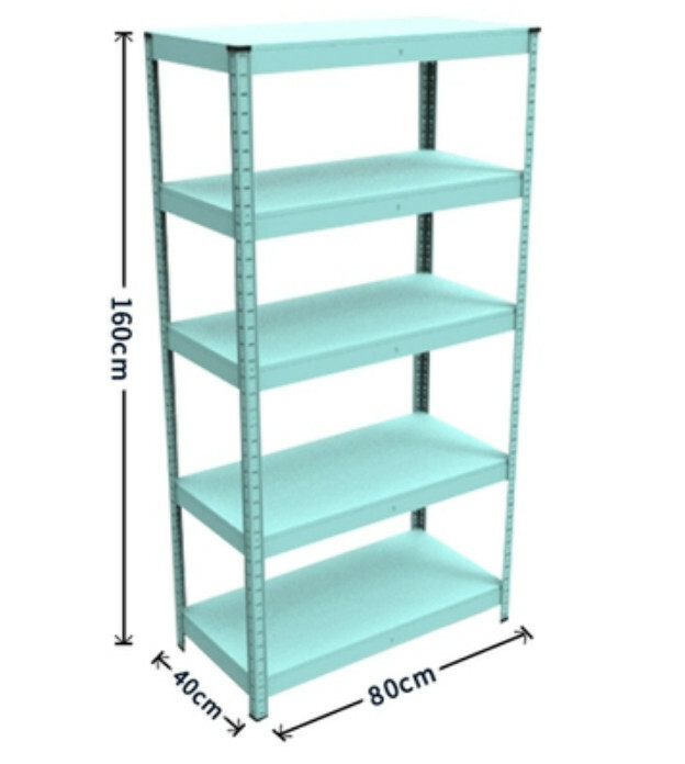Hot iron color kitchen cabinet bookshelf shoe cabinet bathroom storage cabinet shelf [80x40x160cm] blue 5 layers