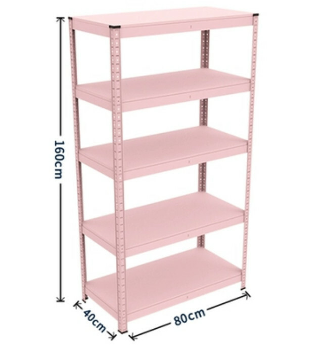Hot iron color kitchen cabinets bookshelf shoe cabinet bathroom storage cabinet shelf [80x40x160cm] pink 5 layers