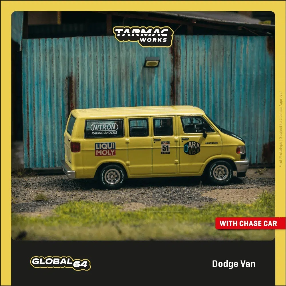 Tarmac Works 1/64 Dodge Van Yellow