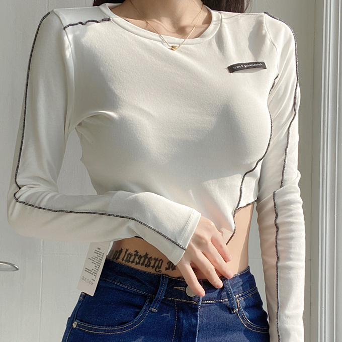 Hot selling irregular hem short T-shirt (white) (S/M size) (contact customer service after placing the order to confirm the delivery size)