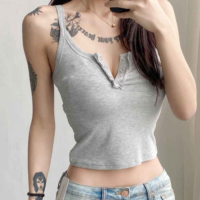 Hot selling reverse placket design camisole (grey) (S/M size) (contact customer service after placing the order to confirm the delivery size)