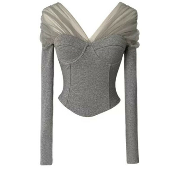 Hot selling French retro tops [grey] sizes [S to L] [please contact customer service to confirm the delivery size after placing the order]
