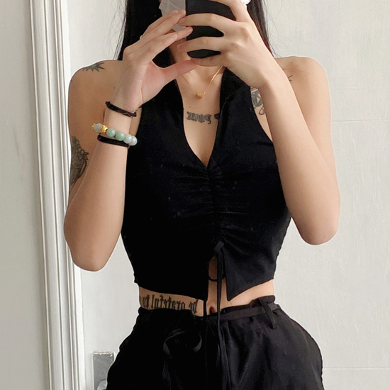 Hot selling halterneck strapless strapless vest (black) (S/M size) (contact customer service after placing the order to confirm the delivery size)
