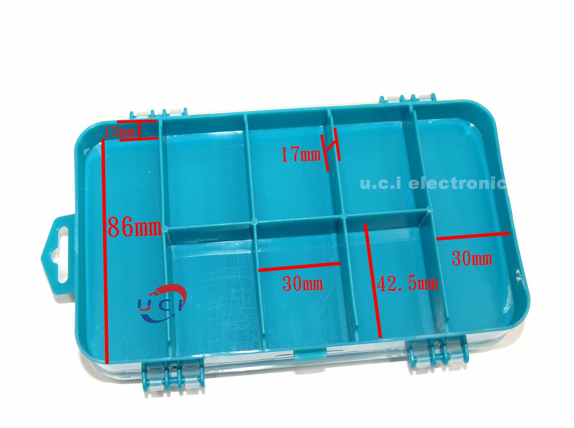 【UCI電子】(二F) 綠盒子 正反面共13格 工具盒 五金盒 雙面零件盒 螺絲盒 魚鉤盒 分格收納盒 元件盒