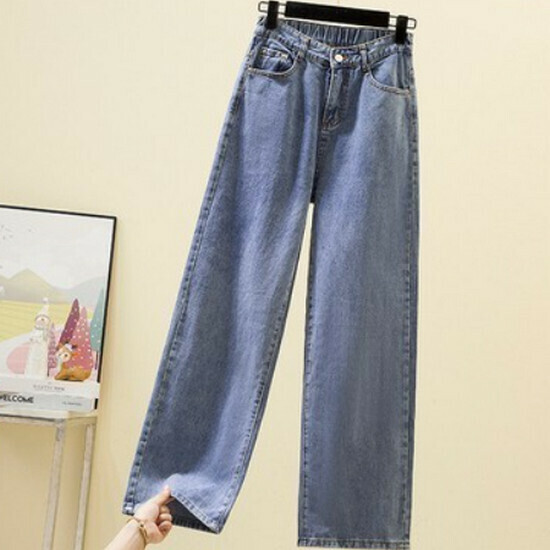 Hot selling high-waisted nine-point jeans [blue] [M-4XL size] (please contact customer service to confirm the delivery size after placing the order)