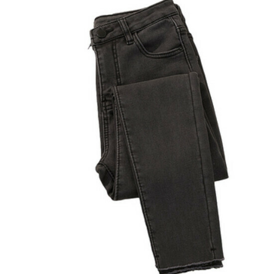 Hot selling high-waisted nine-point stretch jeans [black] [M-4XL size] (please contact customer service to confirm the delivery size after placing the order)