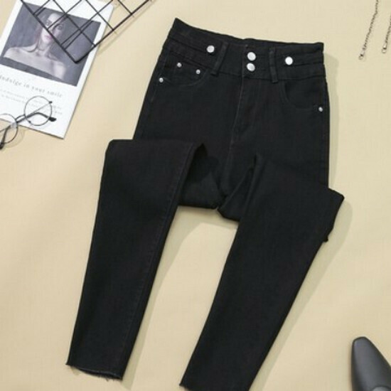 Hot Selling Stretch Denim Cropped Pants [Black] [M-4XL Size] (Please contact customer service to confirm the delivery size after placing the order)