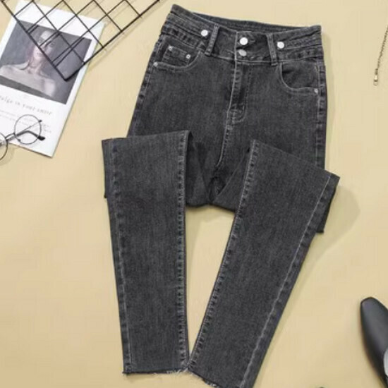 Hot selling stretch denim cropped pants [grey] [M-4XL size] (please contact customer service to confirm the delivery size after placing the order)