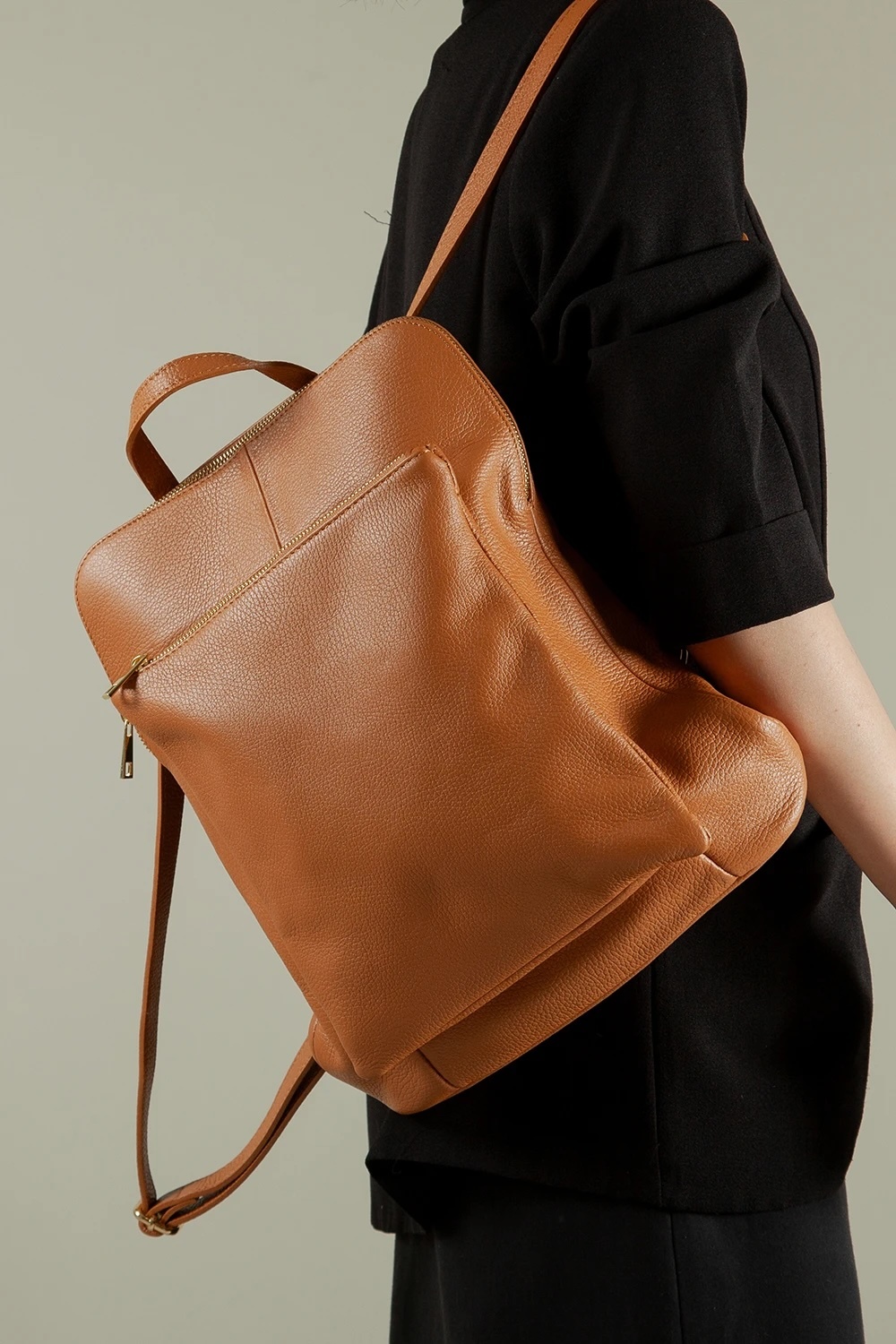 Como 拉鍊肩背後背兩用包