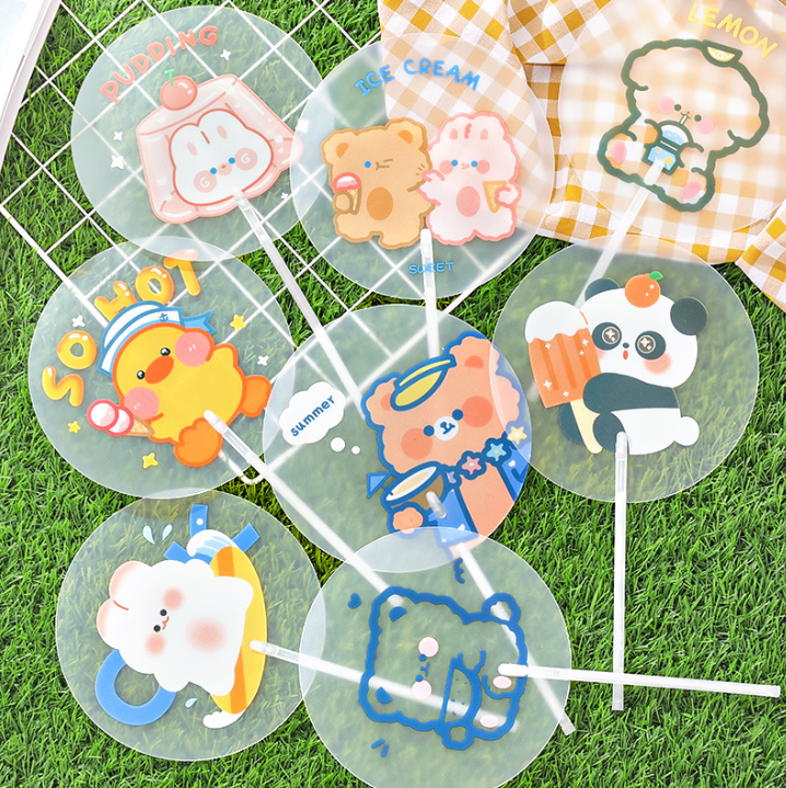 卡通透明pp清涼小圓扇 A1060