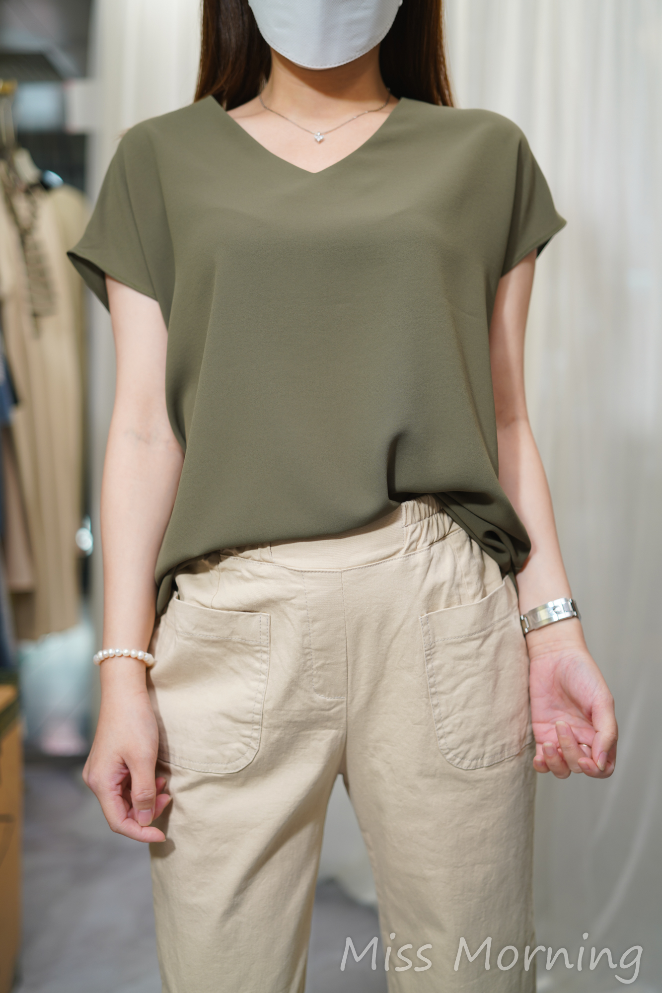 V領雪紡上衣(13927)